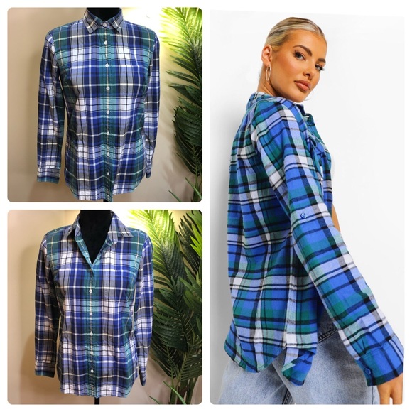 J Crew The Boy Shirt Plaid Flannel Button-Up Long Sleeve Blouse 2 - Picture 2 of 8